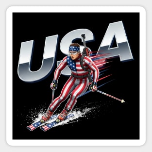 USA Alpine Skiing Biathlon 2026 Magnet